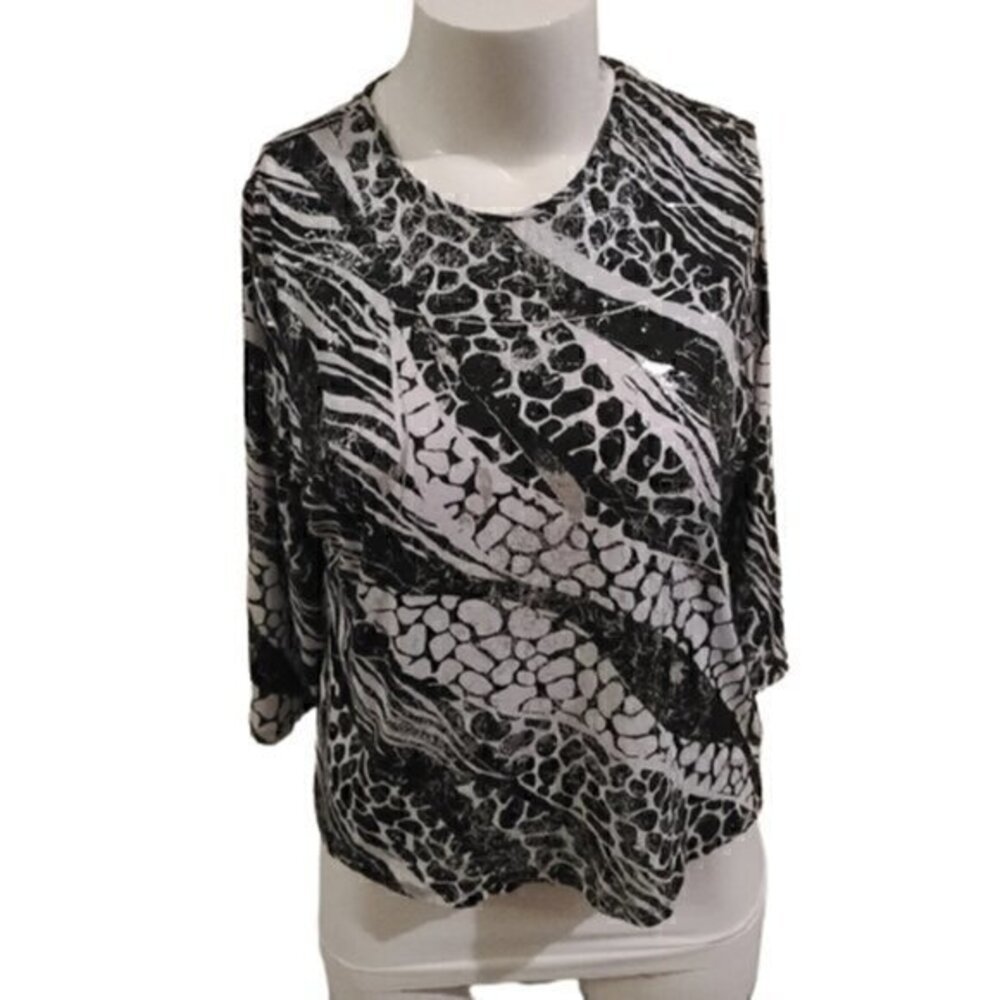 [Allison Daley] Black, Silver & White Blouse